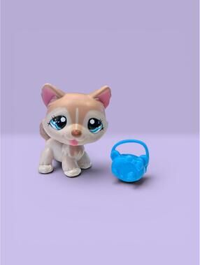 Littlest Pet Shop Husky Dog #1012 with Blue Purse Accessory LPS
